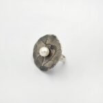 silver 925 ring with oxidized texture