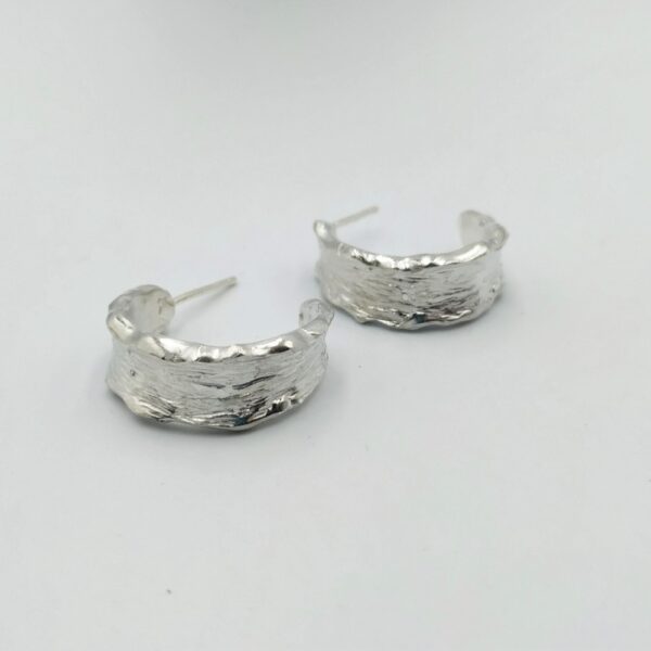 silver 925  hoops earrings with texture