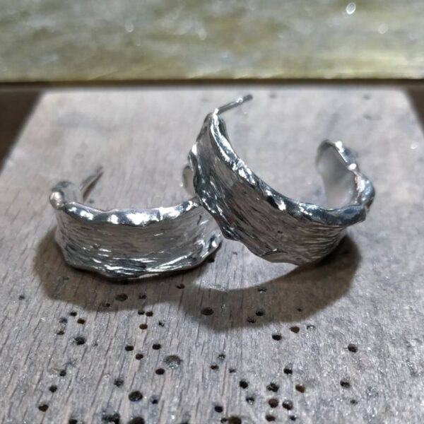 silver 925  hoops earrings with texture