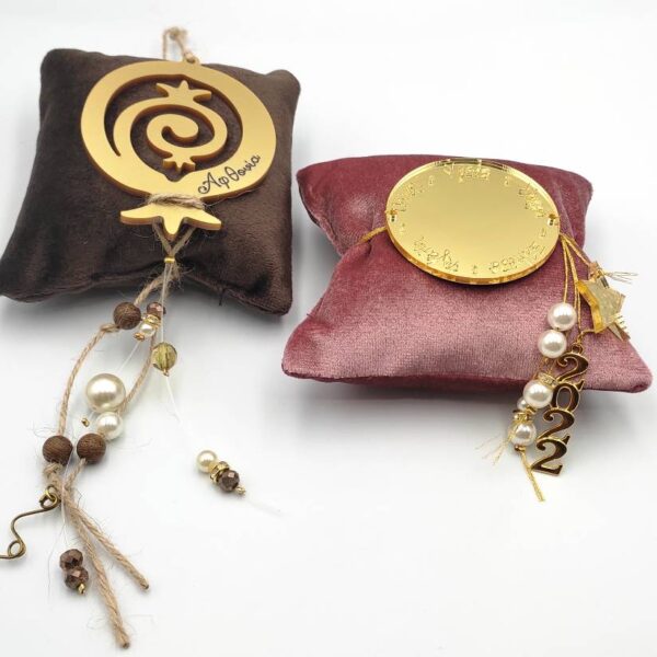 lucky charm velvet pillow with pomegranate