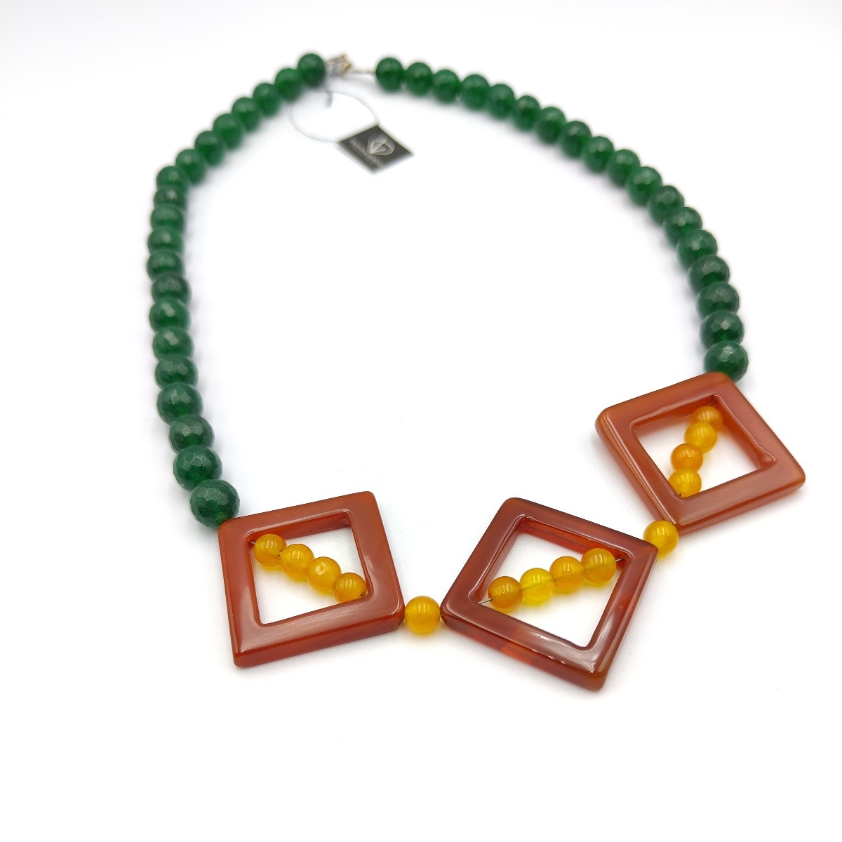 necklace with semiprecious stones jade and carnelian necklace with semiprecious stones jade and carnelian - Image 1