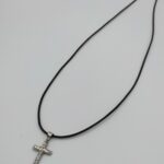 silver 925 cross with leather cord