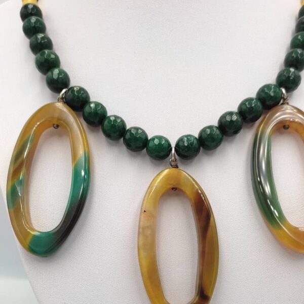 necklace with semiprecious gems jade