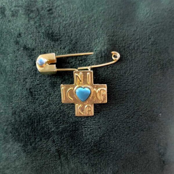 goldplated silver 925 brooch with cross