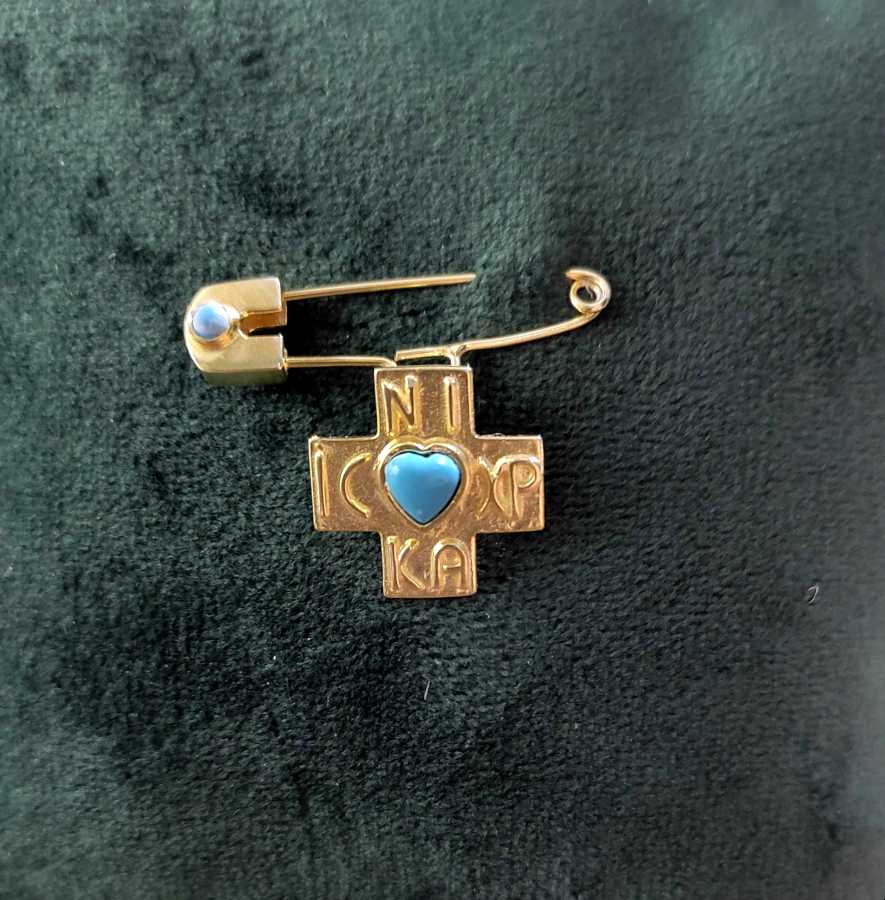 goldplated silver 925 brooch with cross goldplated silver 925 brooch with cross - Image 1
