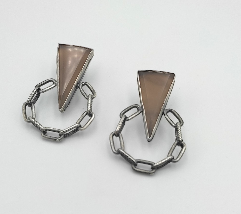 sterling silver 925 earrings with semiprecious stones agate sterling silver 925 earrings with semiprecious stones agate - Image 1